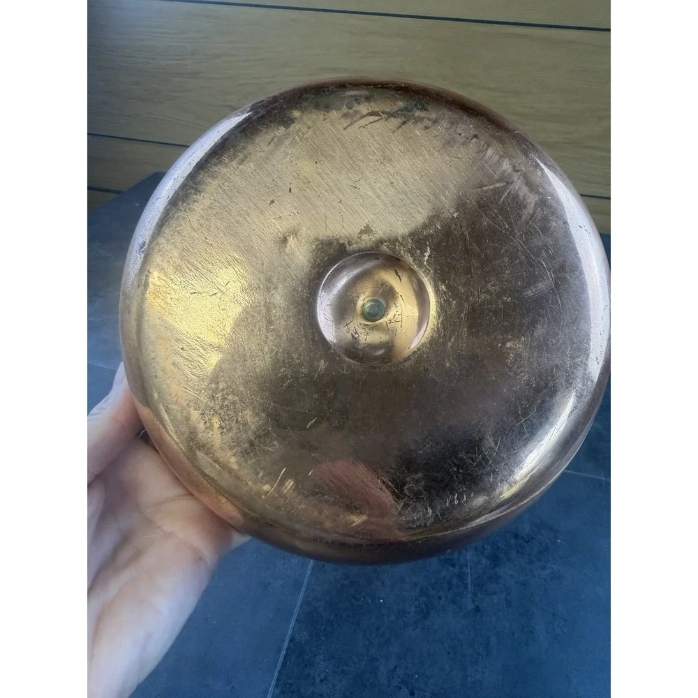 VTG Turkish Copper Hammam Bath Bowl with Articulated Fish 8 inches wide